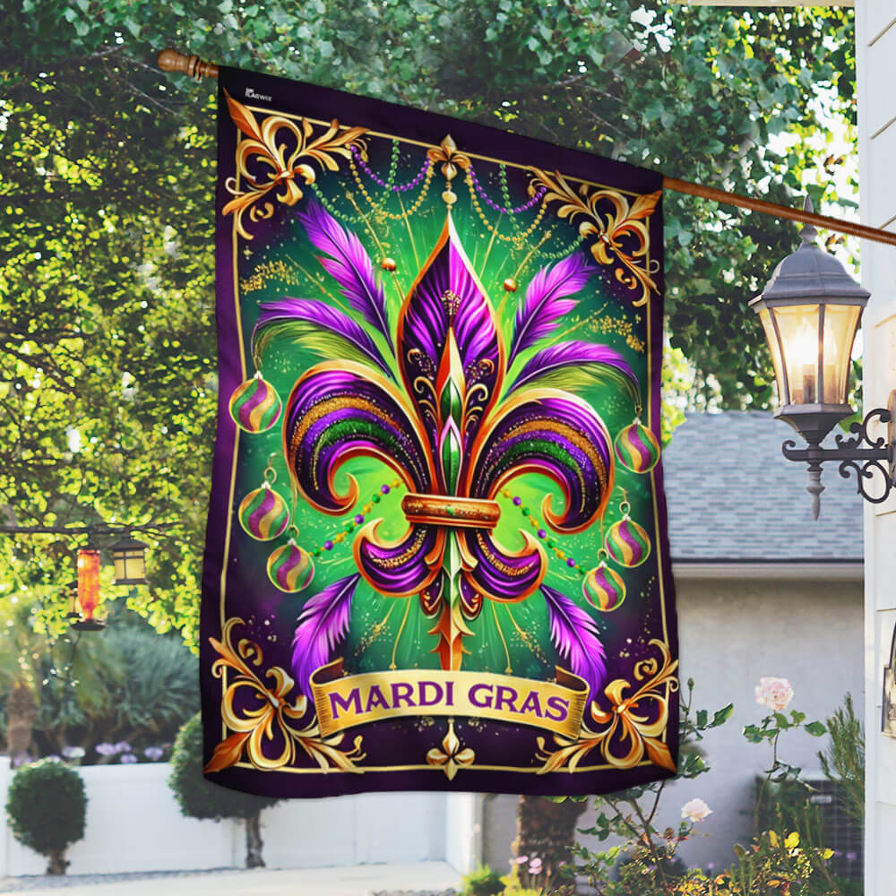 Mardi Gras Fleur-de-lis Louisiana Flag, New Orleans Mardi Gras Party Decorations