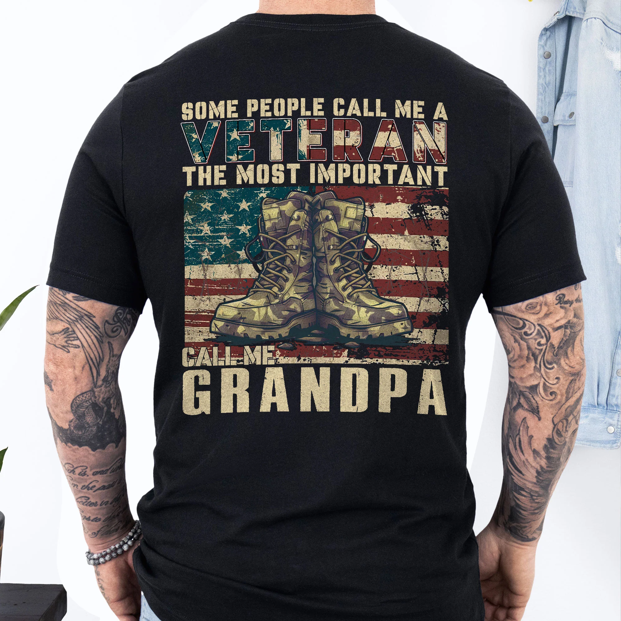 Call Me Grandpa T-shirt, T-shirt Gifts For Grandpa, American Graphic Printed Tee, Veteran Grandpa T-shirt