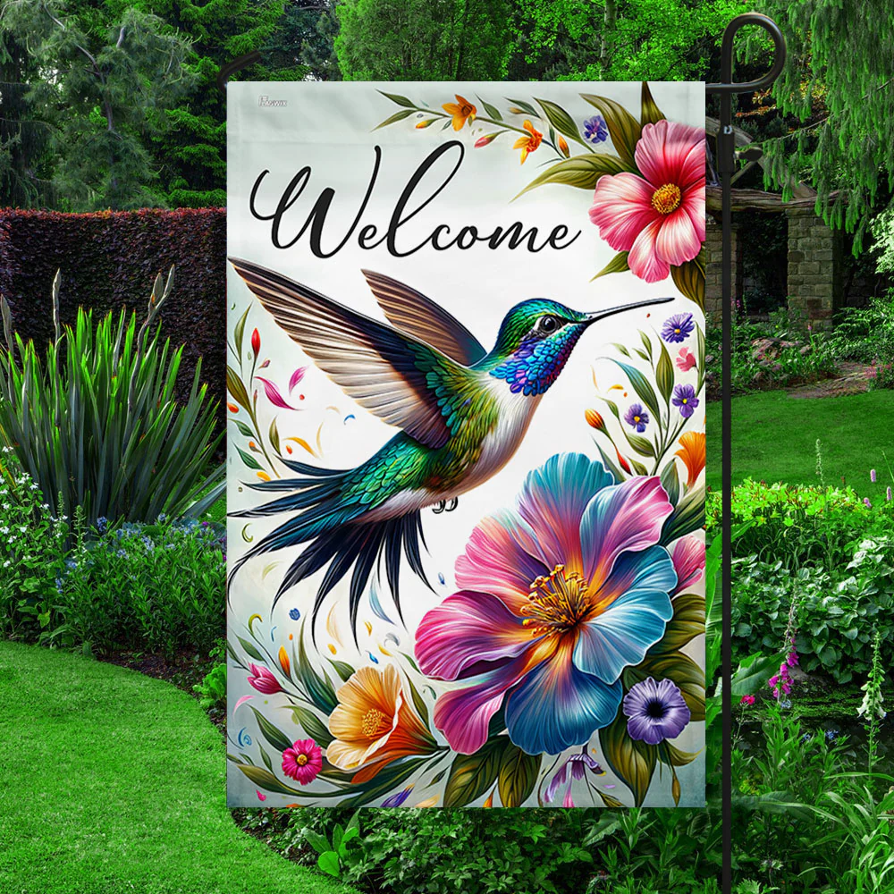 Spring Floral Welcome Flag for Outdoor Home Decor, Double Sided Weather Resistant