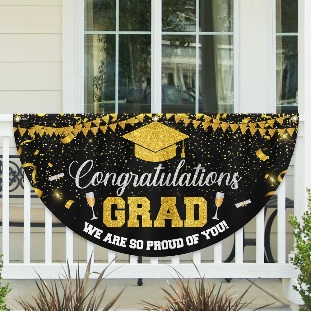 Congratulations Graduate, We Are So Proud Of You Graduation Non-Pleated Fan Flag