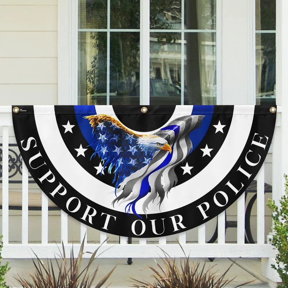 Thin Blue Line Eagle Back The Blue Non-Pleated Fan Flag