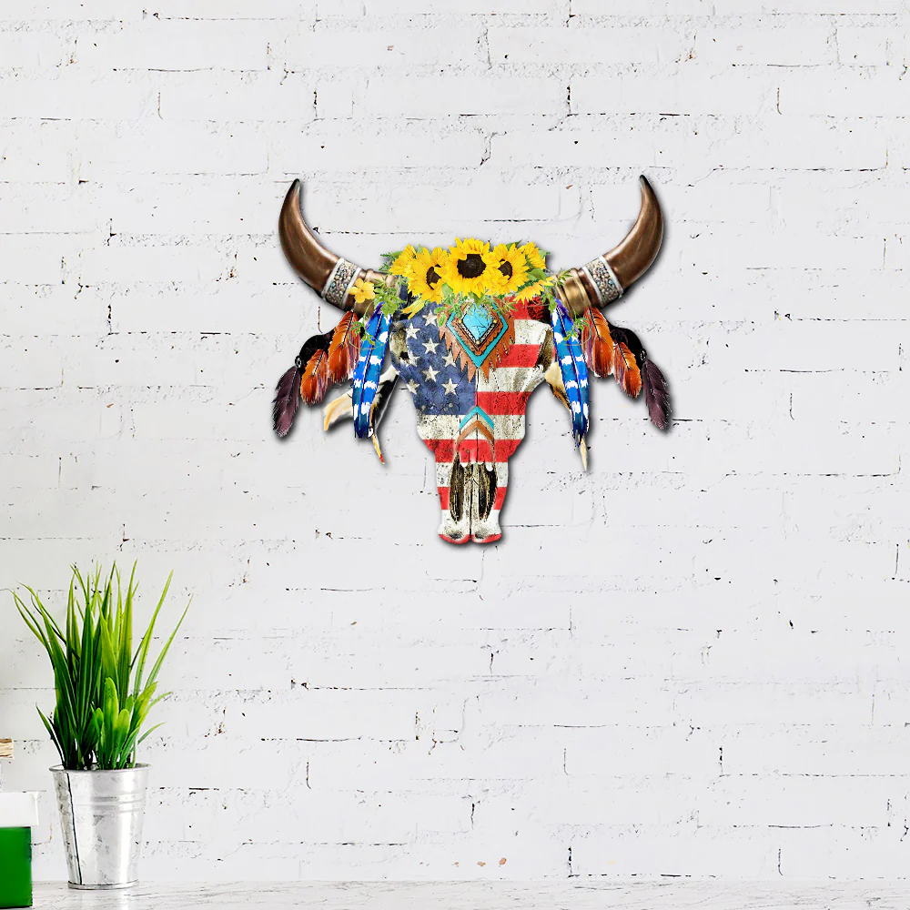 Native American Hanging Metal Sign Flower