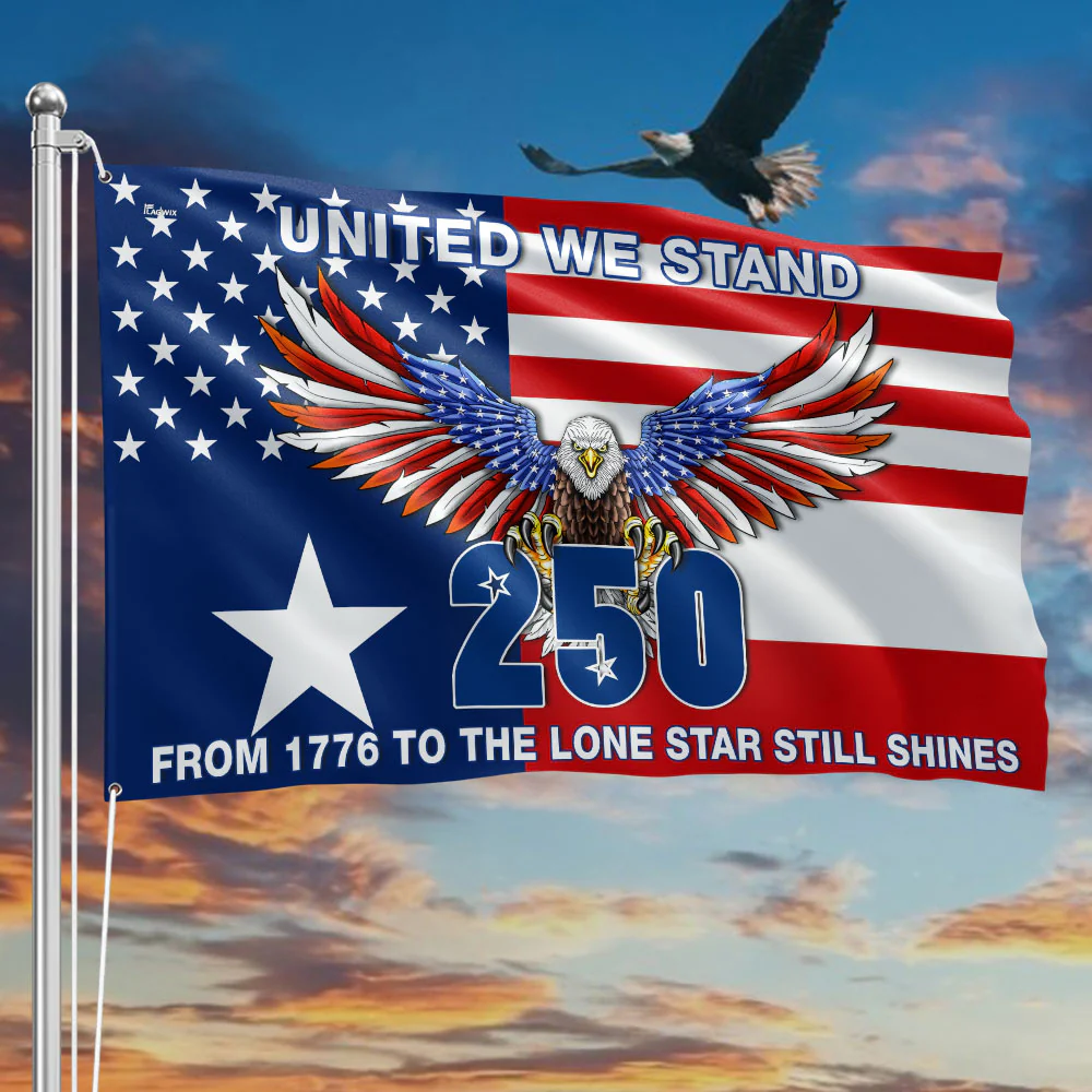 Texas American Flag with Eagle, Patriotic USA Texas Pride Grommet Flag