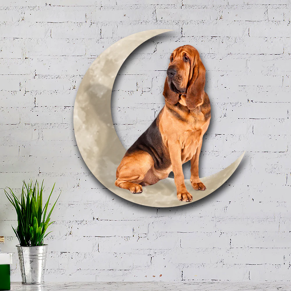 Bloodhounds Dog And Moon Hanging Metal Sign QNK879MSv50