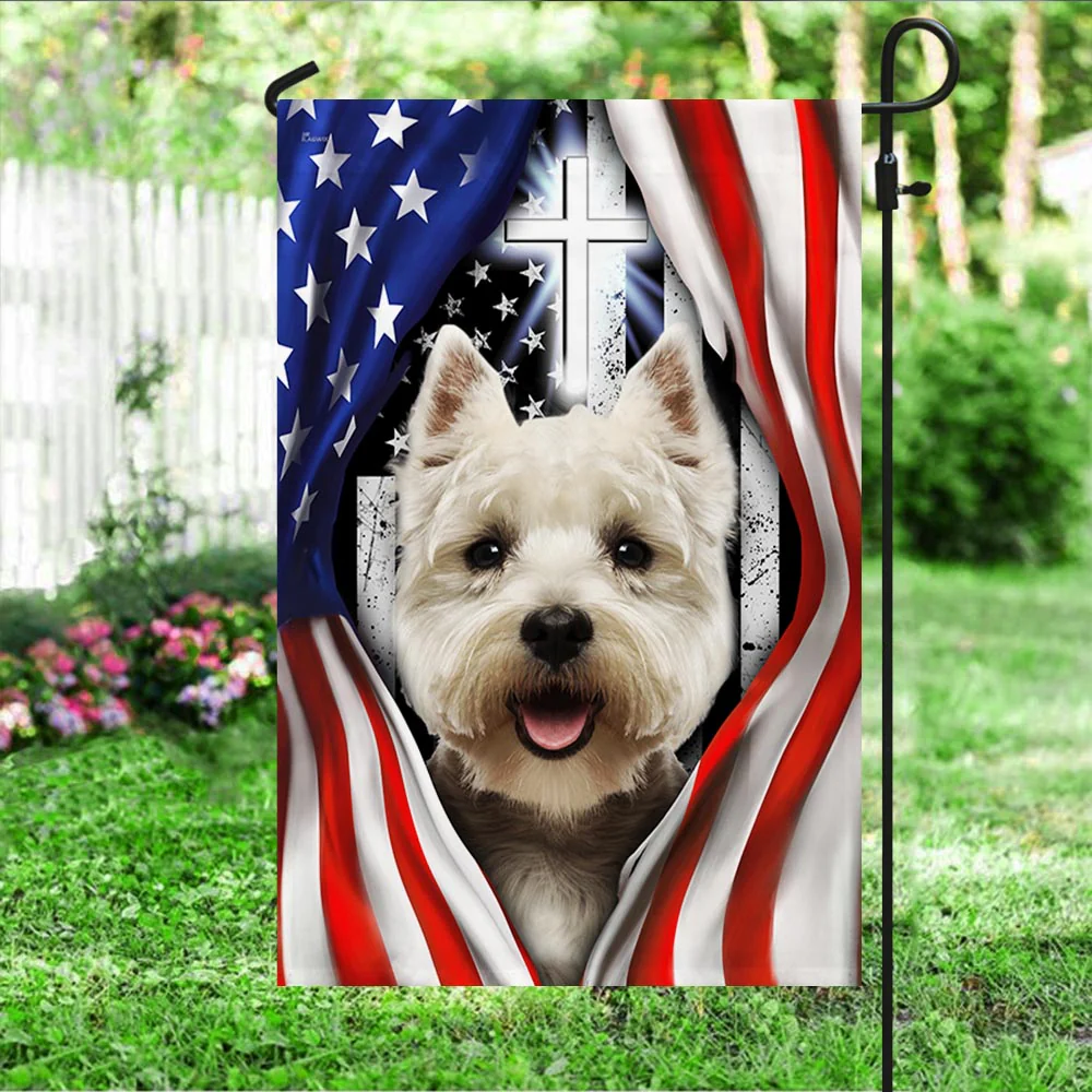Westie Flag West Highland White Terrier Dog Lover American Flag QTR60Fv1