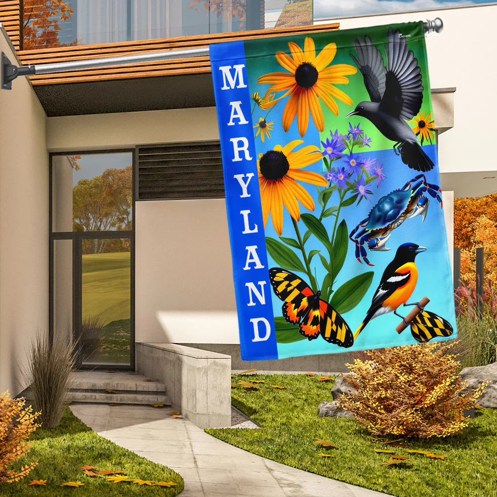 Bimipi Maryland with Black-Eyed Susan Flowers, Chesapeake Bay Blue Crab and Baltimore Oriole Flag