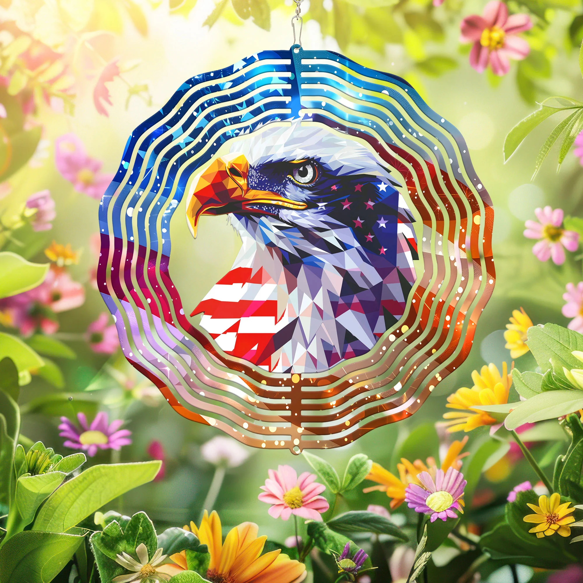 Patriotic Eagle American Bald Eagle Head Wind Spinner