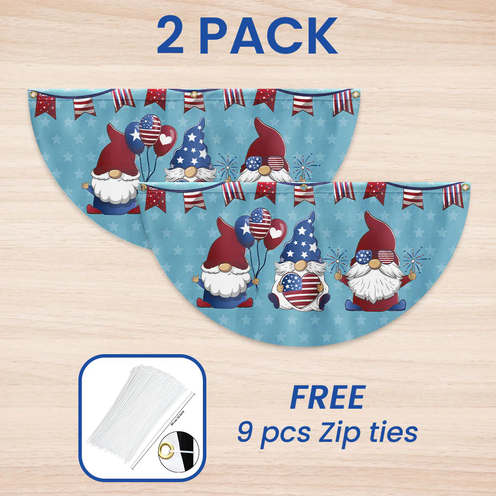 Bimipi American Flag - Patriotic Gnome 4th Of july Non-Pleated Fan Flag