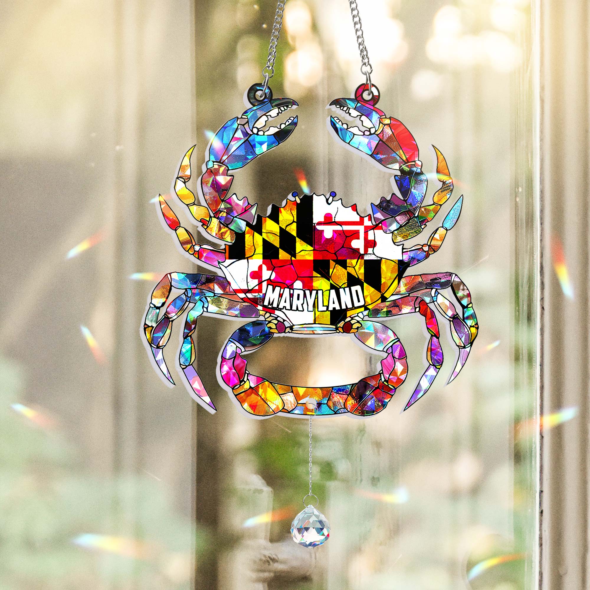 Maryland Crab Hologram Window Hanging