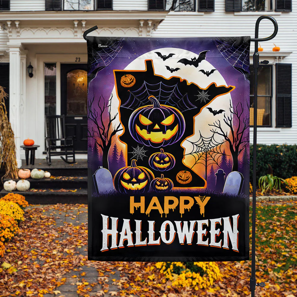 Minnesota Halloween Scary Pumpkins Flag