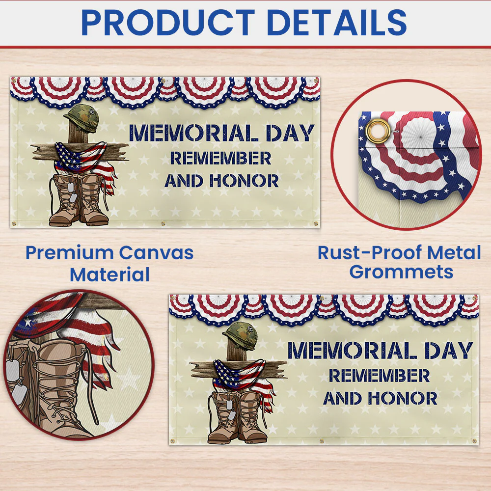 Memorial Day Remember And Honor Fence Banner