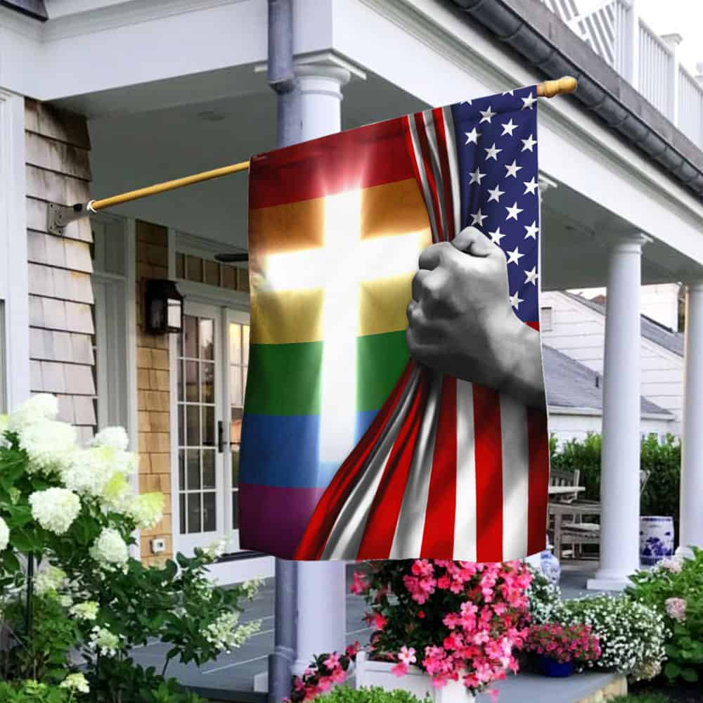 LGBT Pride Cross American Flag QNN529FV1