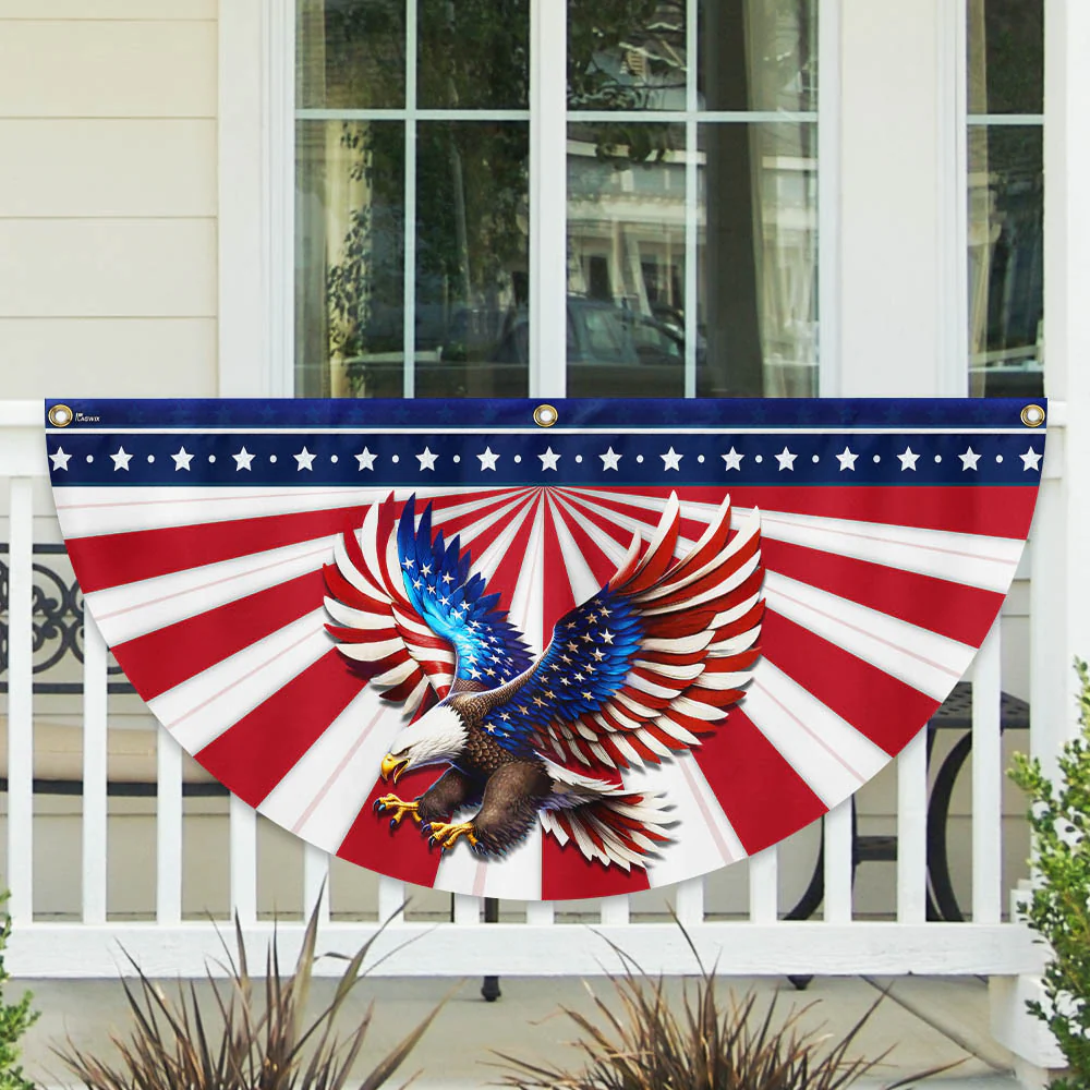Bimipi American Flag - Patriotic Eagle American Non-Pleated Fan Flag