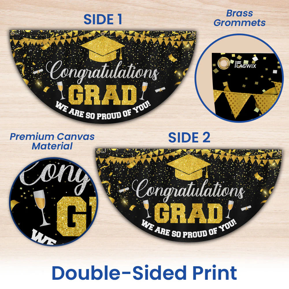 Congratulations Graduate, We Are So Proud Of You Graduation Non-Pleated Fan Flag