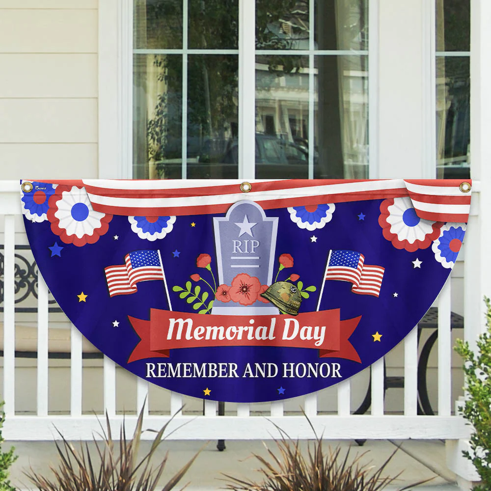 Memorial Day Remember and Honor Veteran Non-Pleated Fan Flag