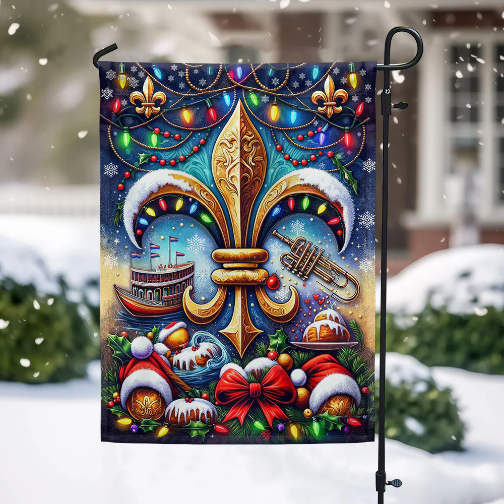 Christmas Louisiana Fleur De Lis Flag