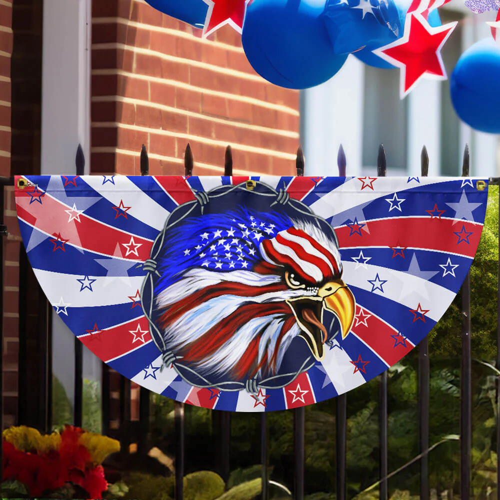 Bimipi American Flag - Happy 4th of july, Patriotic Eagle American Non-Pleated Fan Flag