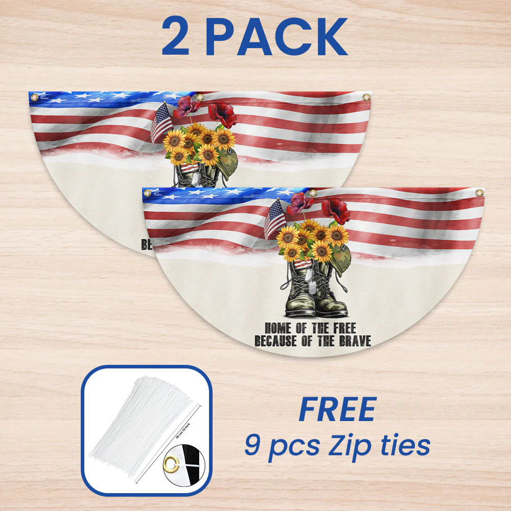 Memorial Day Veterans, Home Of The Free American Non-Pleated Fan Flag