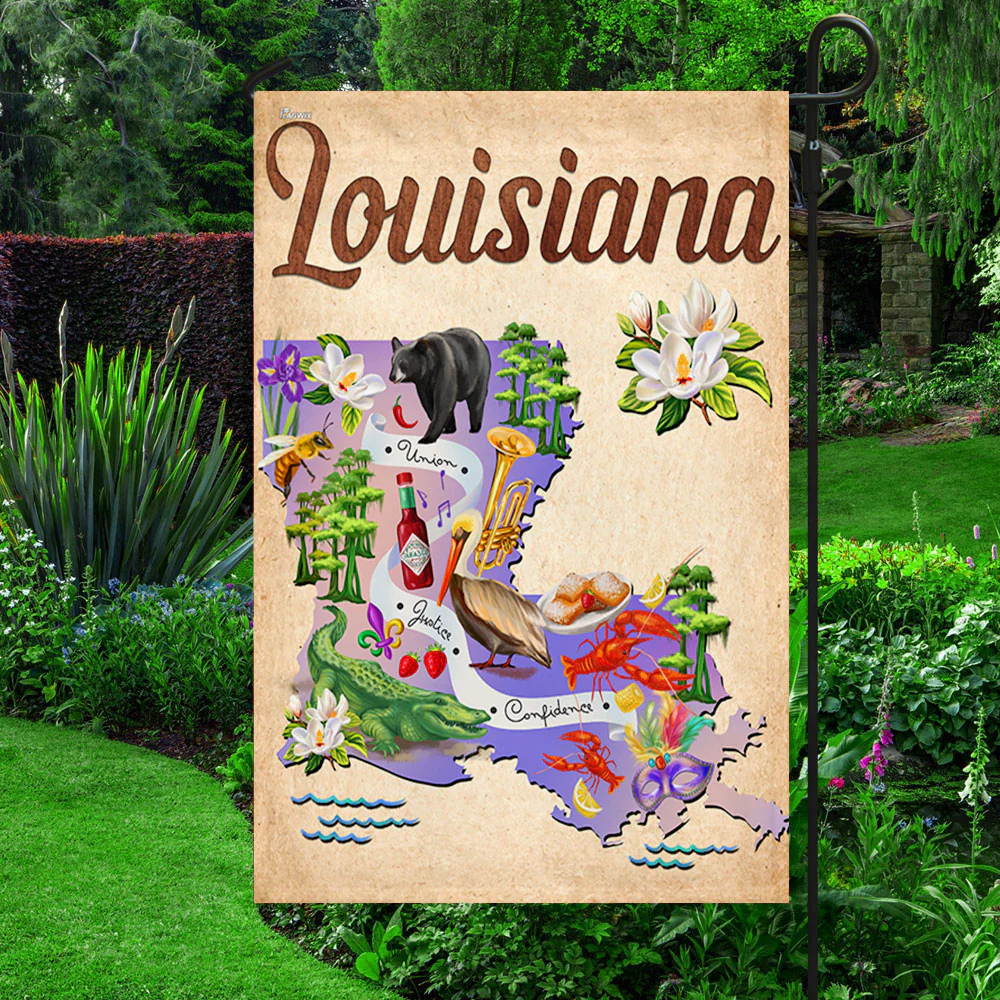 Louisiana State Map Flag