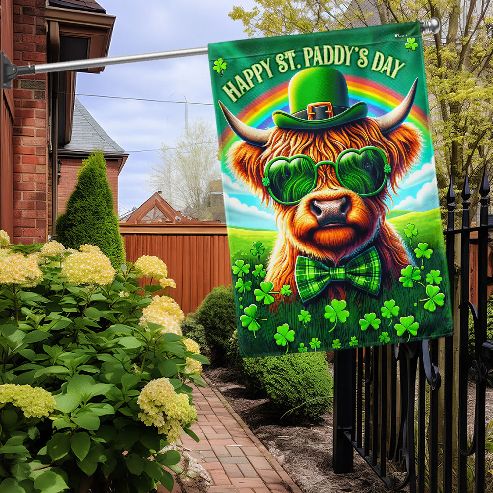 Bimipi  Highland Cow Irish St. Paddy's Day Flag