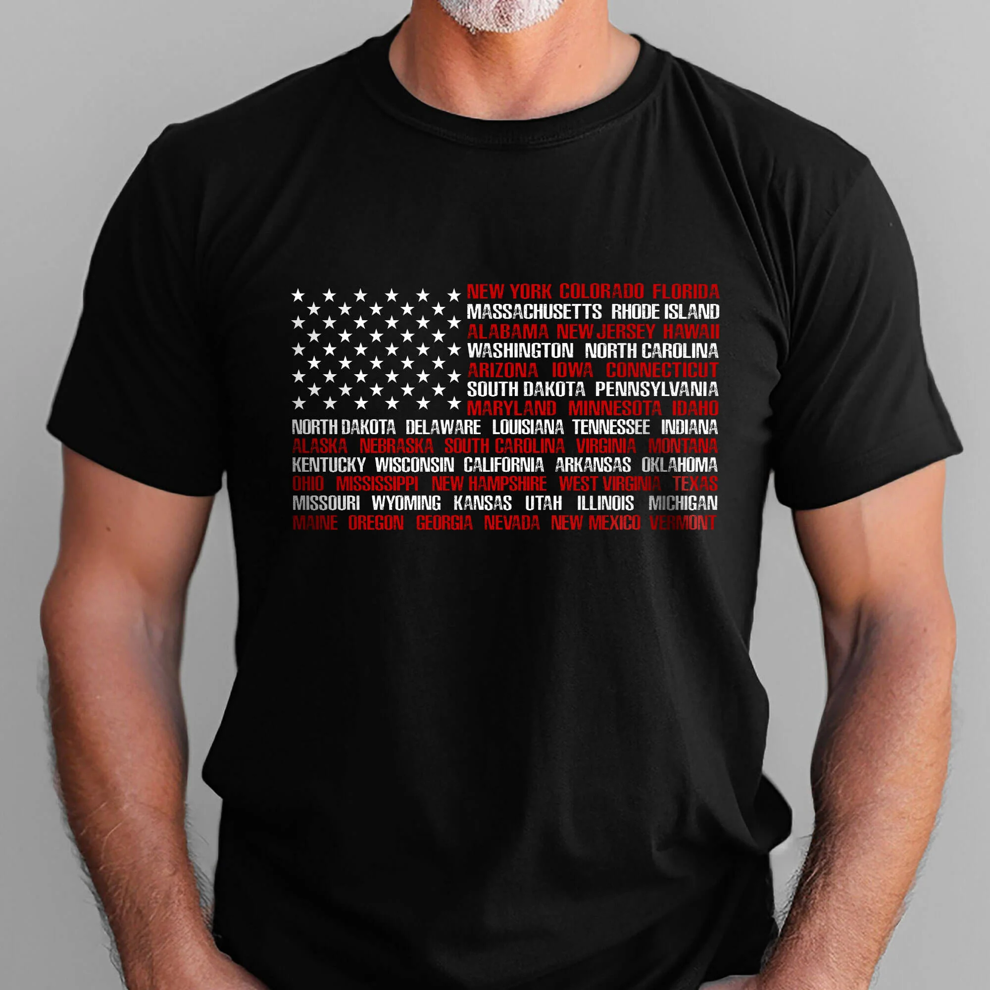 Bimipi American Flag - USA Flag State Names T-shirt Patriotic 4th of july US Independence Day T-Shirt