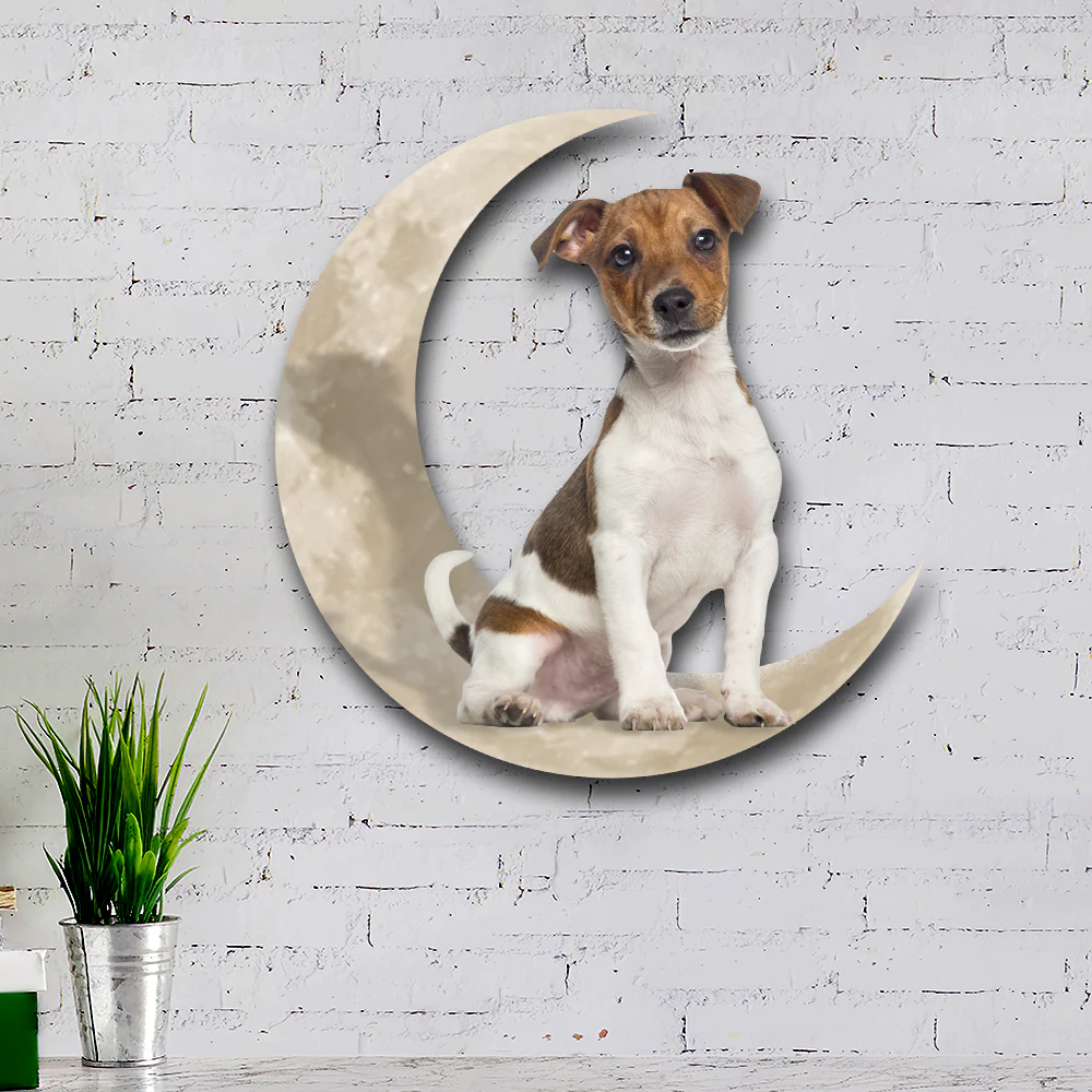 Jack Russell Terrier Dog And Moon Hanging Metal Sign QNK879MSv55