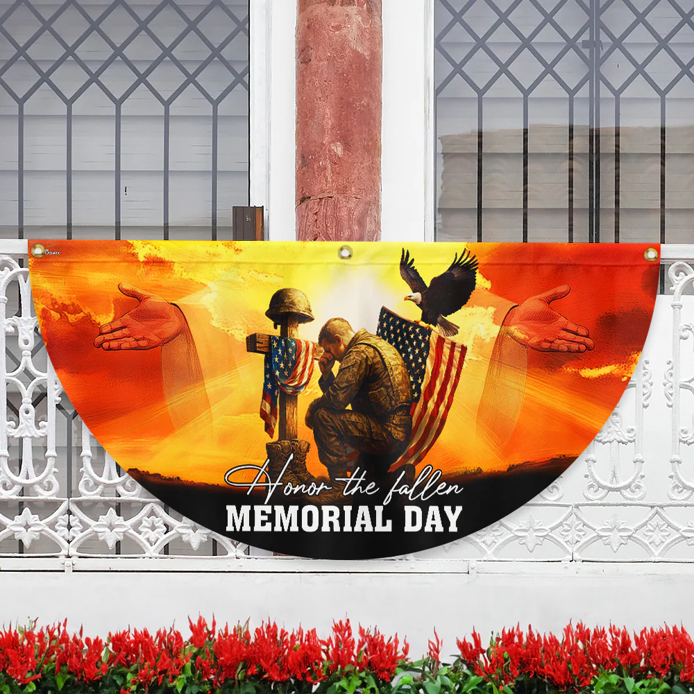 Honor The Fallen Memorial Day Non-Pleated Fan Flag