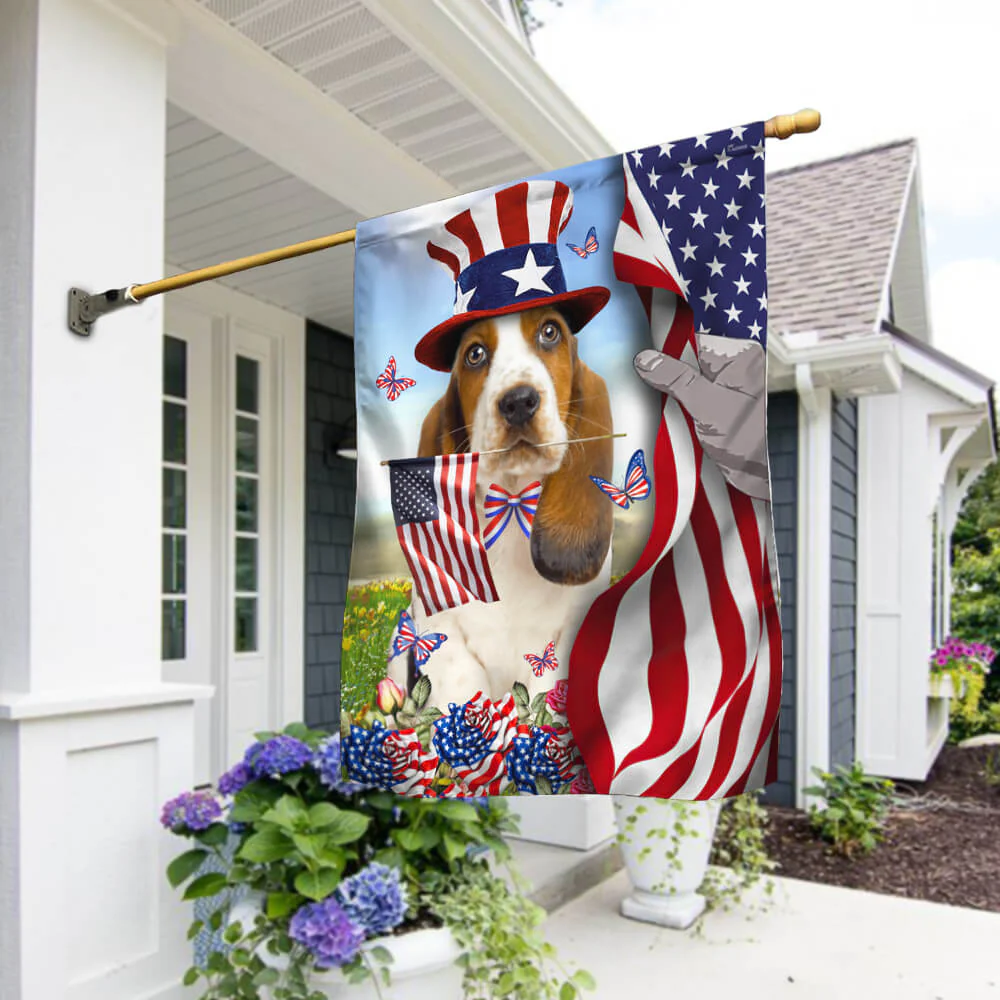 Basset Hound American Flag