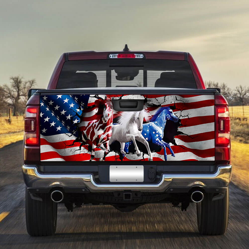 Horse American Patriot Truck Tailgate Decal Sticker Wrap