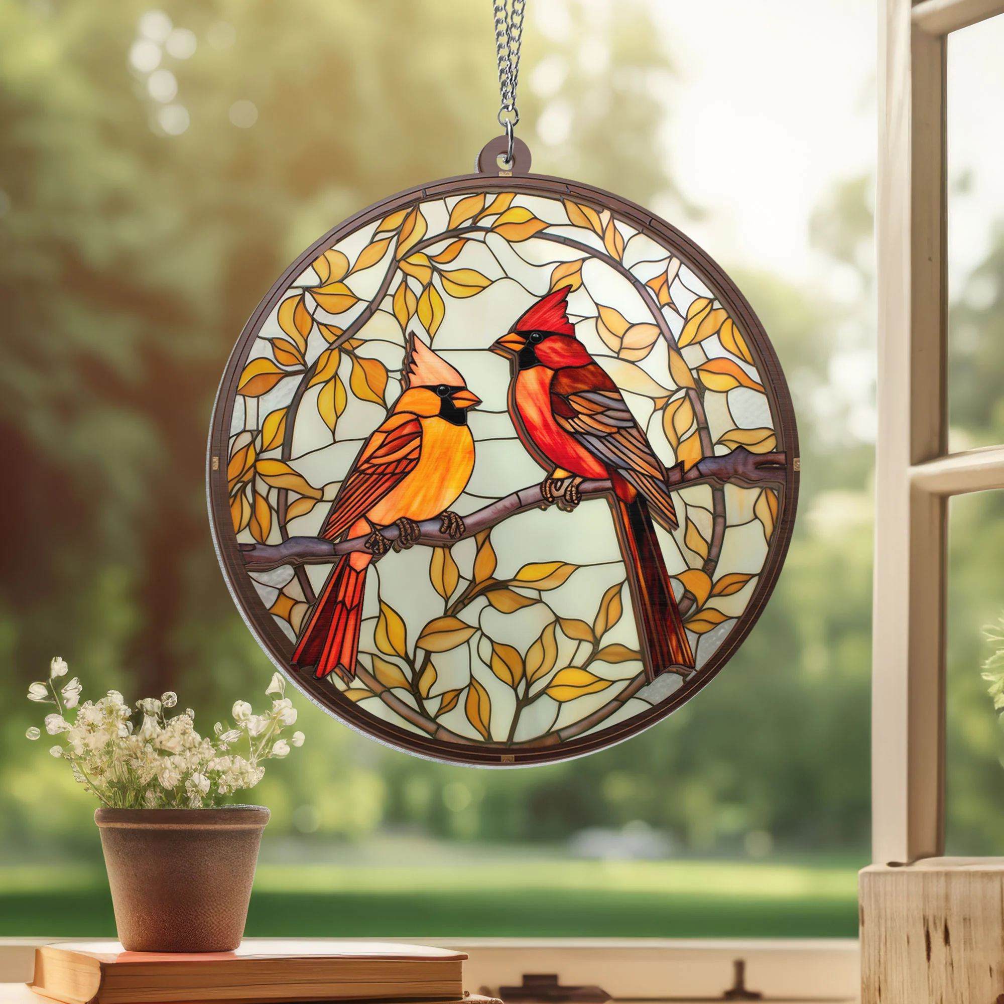 Cardinal 2 Layered Hanging Suncatcher