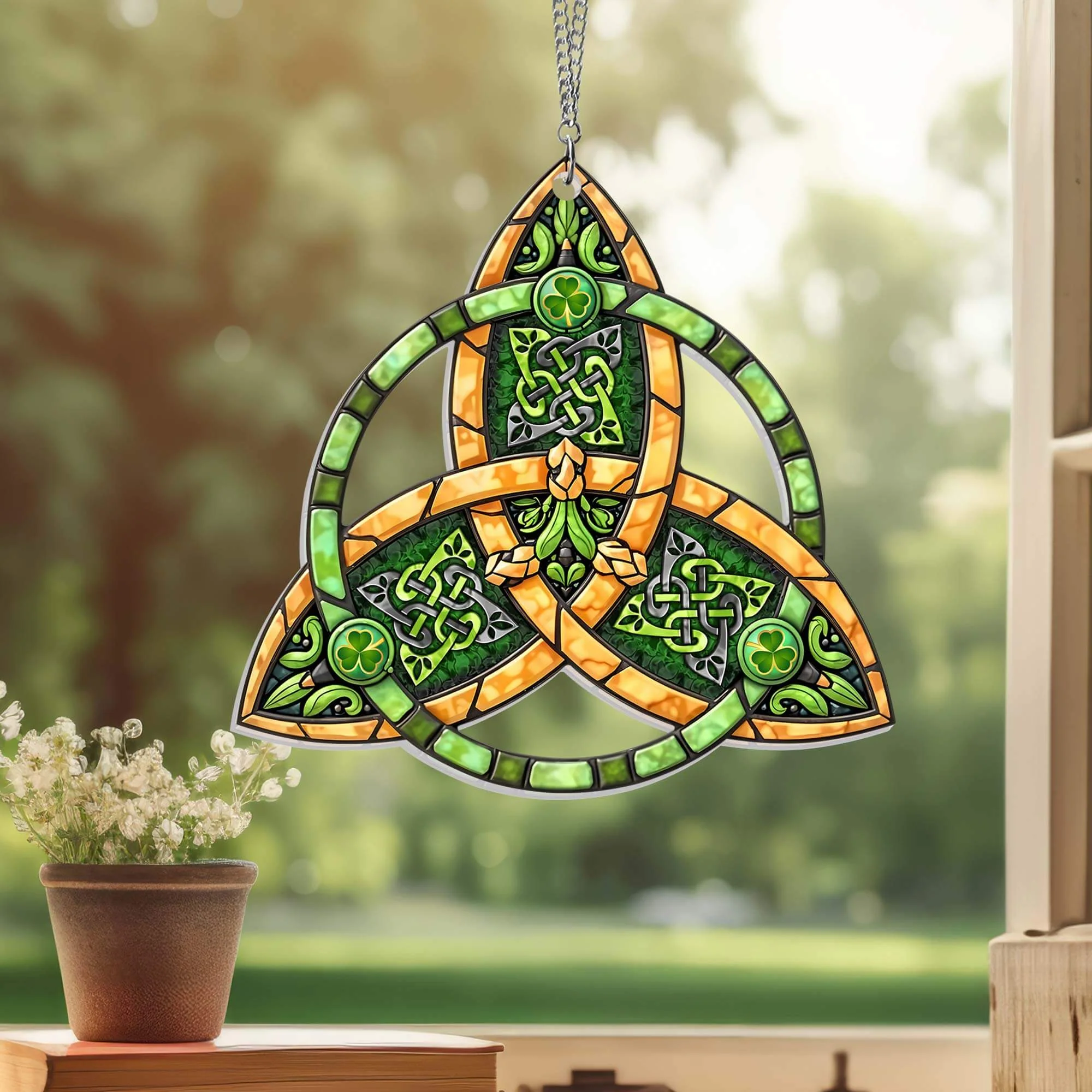 Irish Triqueta Celtic Knot St. Patrick's Day Acrylic Suncatcher Hanging