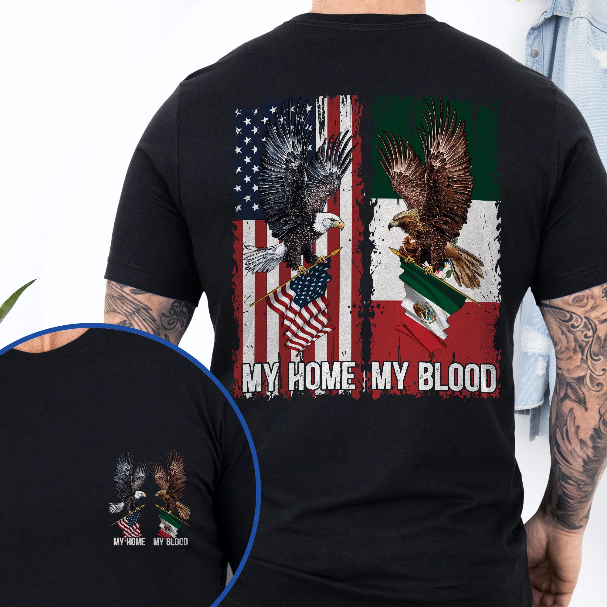 American Mexico, My Home Mexican American Eagle T-Shirt