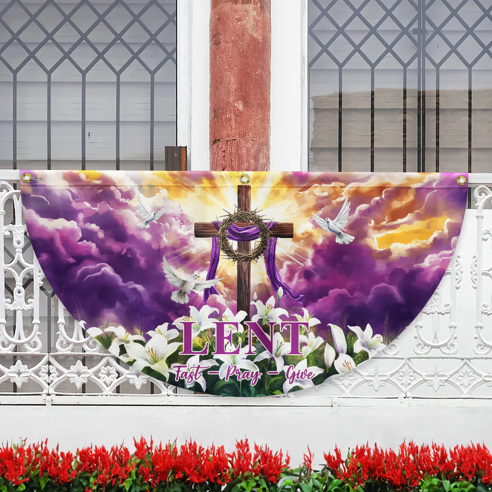The Season Of Lent Easter Christian Cross Non-Pleated Fan Flag