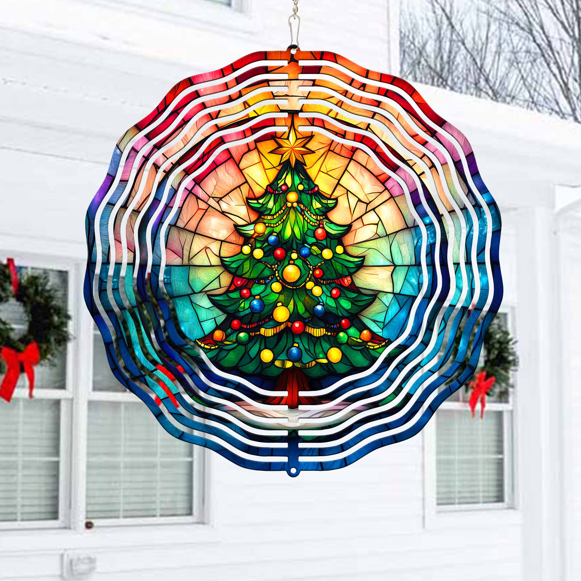 Christmas Tree Xmas Merry Christmas Wind Spinner