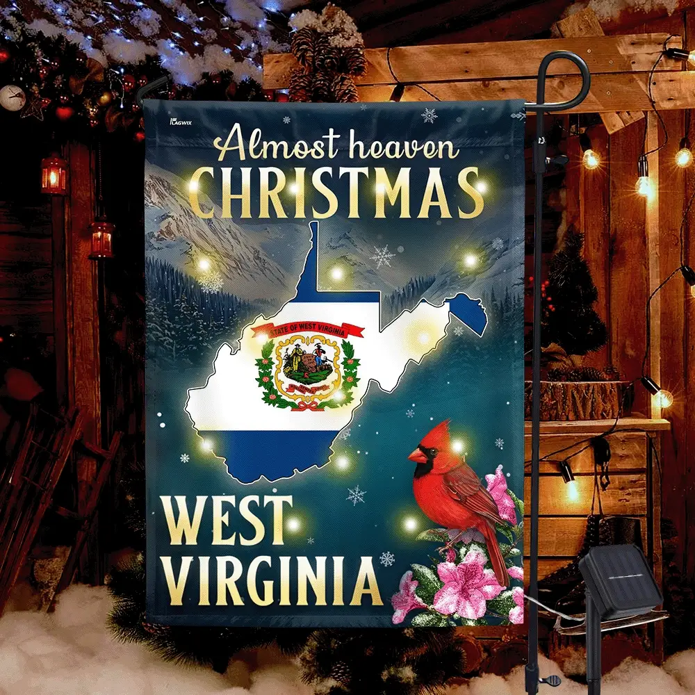 West Virginia Christmas Flag | Almost Heaven Cardinal Solar LED Flag