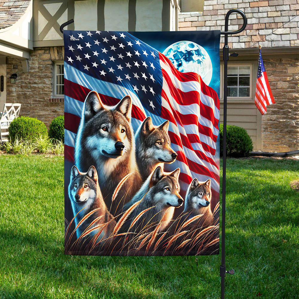 Wolf American Flag
