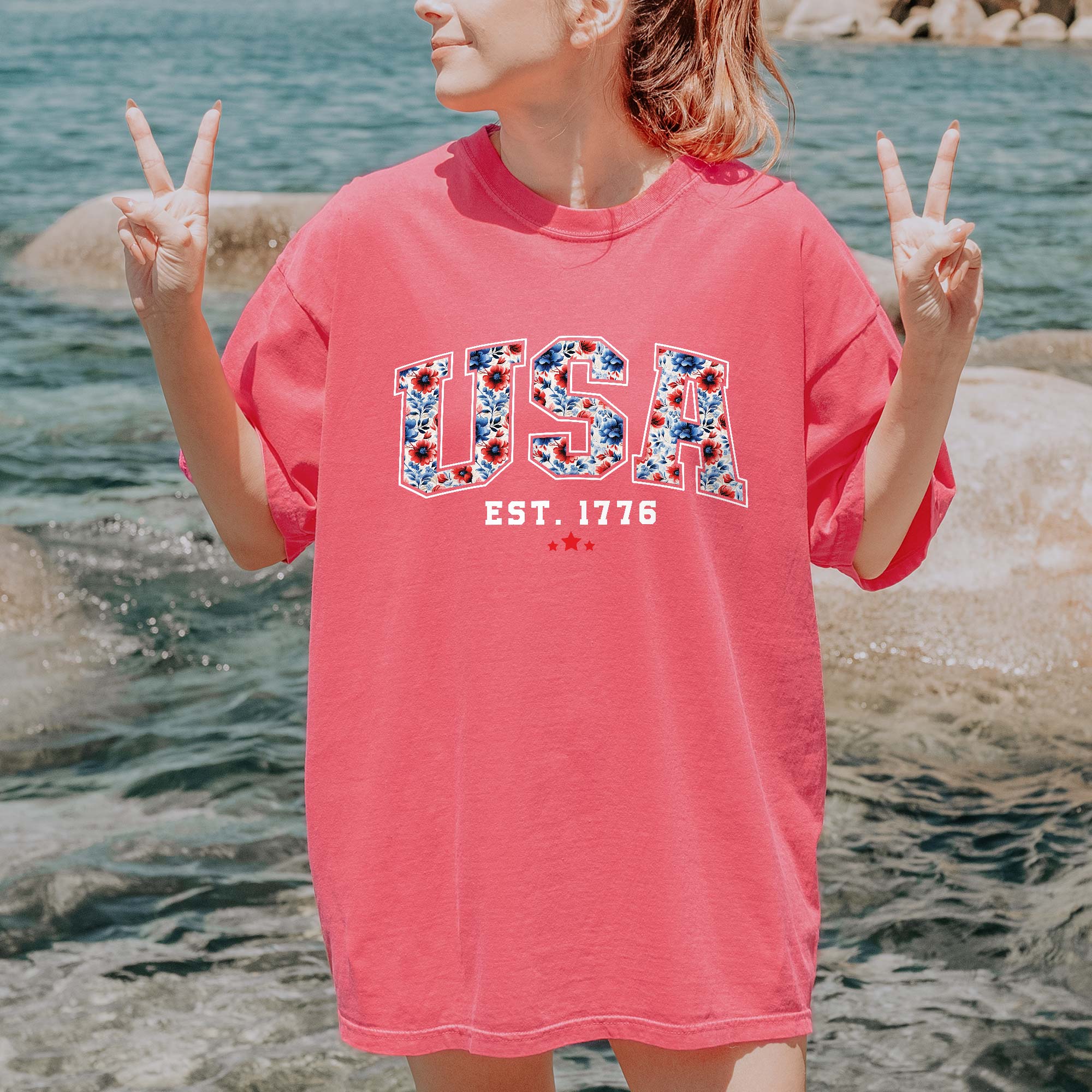 Shirt for Women | Patriotic Red White Blue Shirt T-shirt for Independence Day