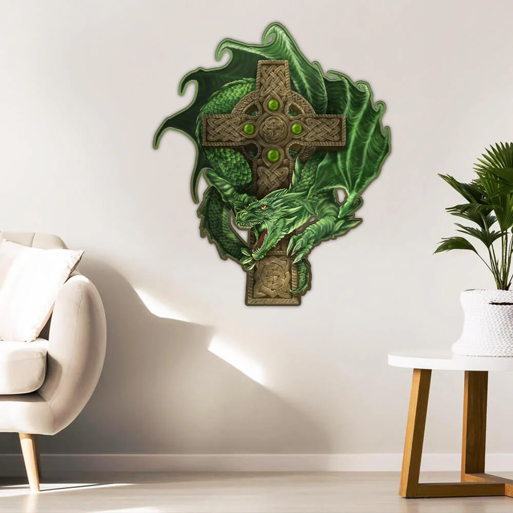 Dragon Celtic Cross Hanging Metal Sign PN197MS3