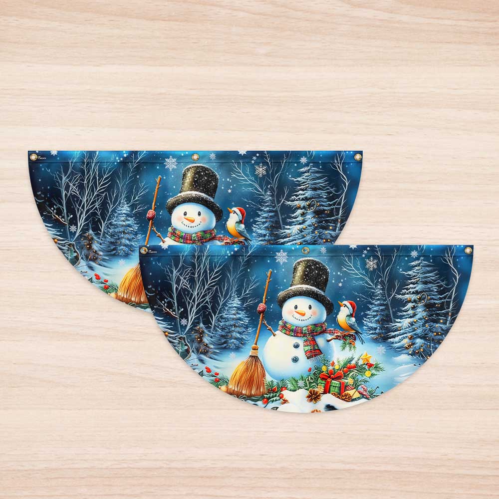 Snowman Let It Snow Christmas Non-Pleated Fan Flag