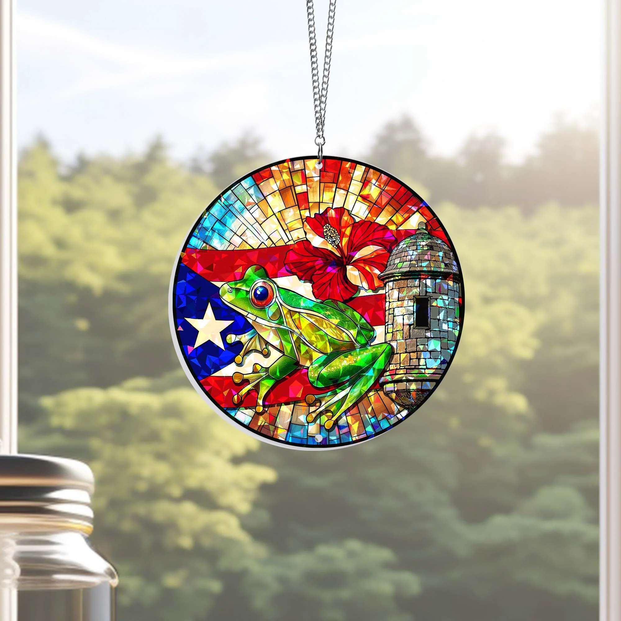 Puerto Rico Hologram Window Hanging