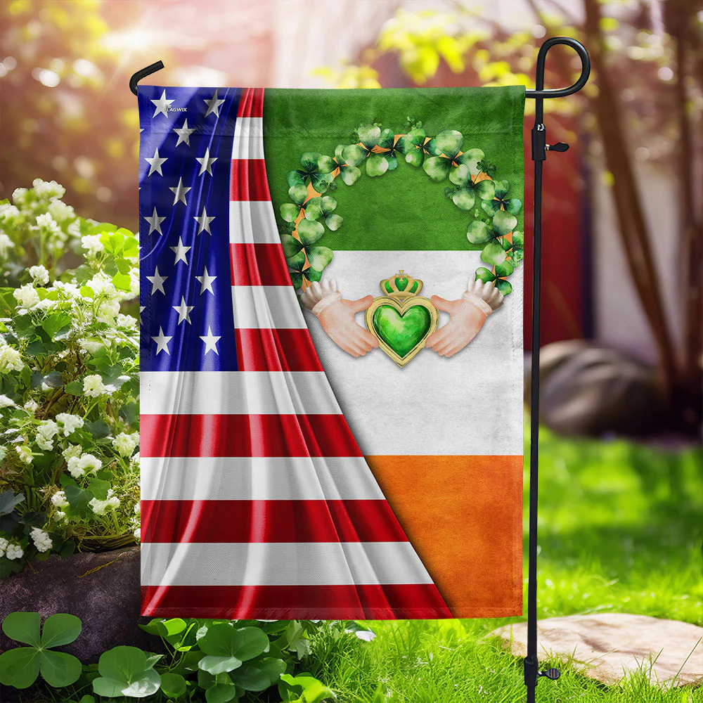 Bimipi  Irish St. Patrick’s Day Claddagh With Shamrock Flag