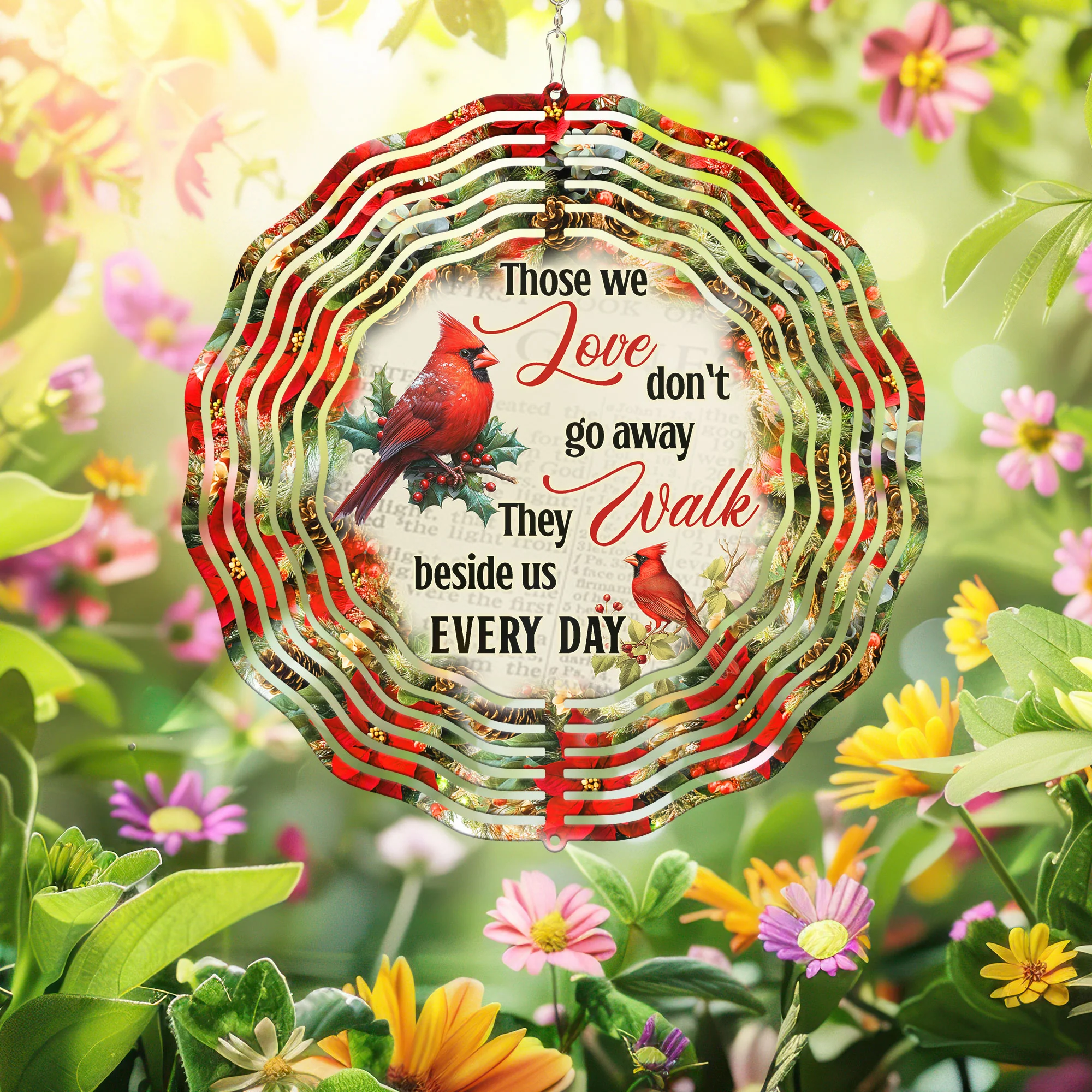 Memorial Cardinal Sympathy Those We Love Don't Go Away Wind Spinner