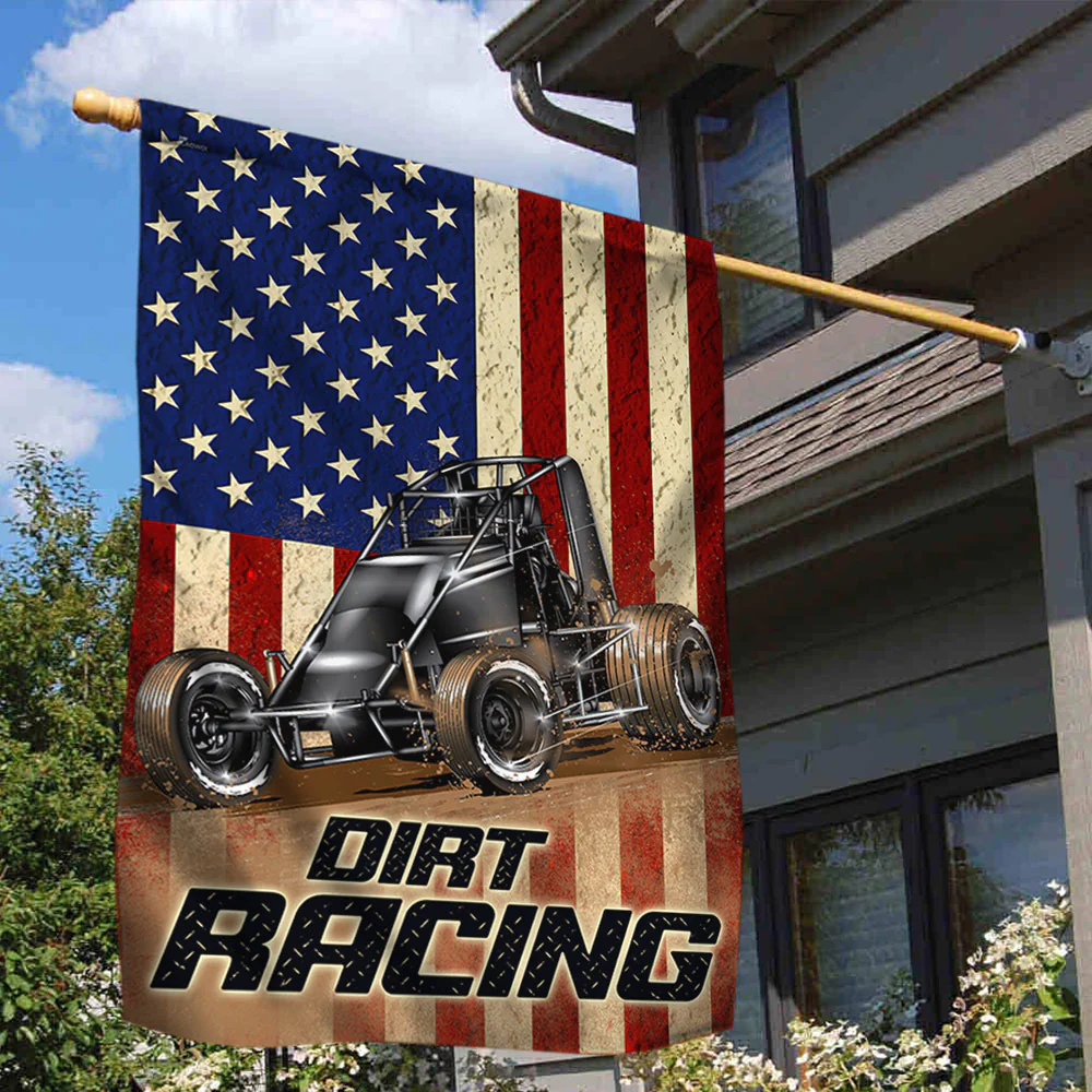 Dirt Racing Flag Non-wing Sprint Car Racing American Flag
