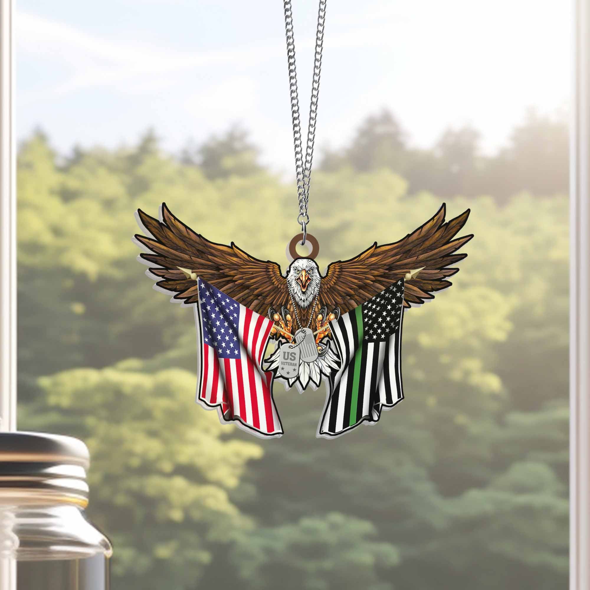 U.S. Veteran Eagle Suncatcher - Patriotic Acrylic Hanging Gift for Veteran Pride & Decor