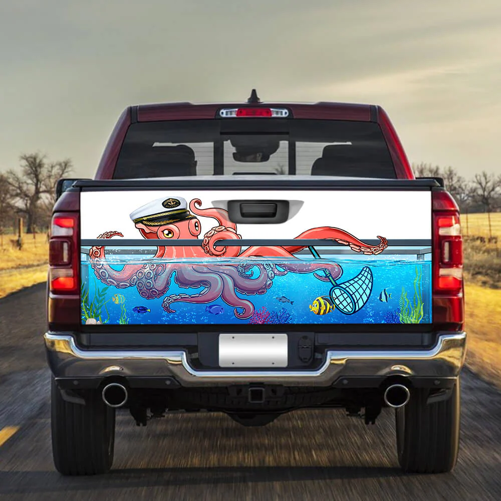 Octopus Swim in Car Truck Tailgate Decal Sticker Wrap