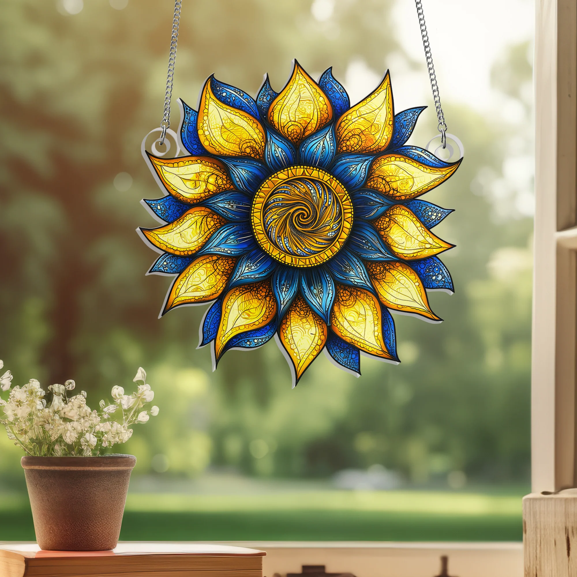 Sunflower Ukraine Peace For Ukraine Acrylic Suncatcher Window Hanging