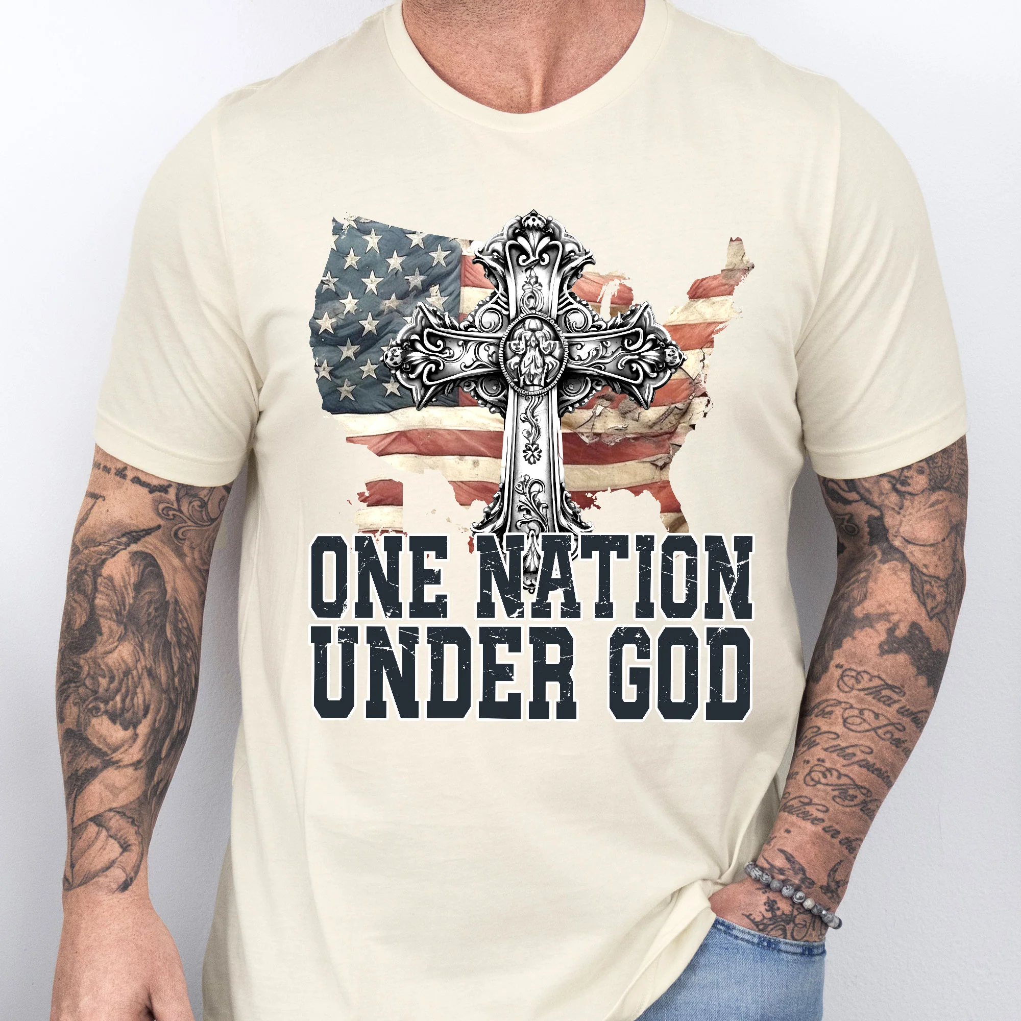 Patriotic Men T-Shirt | American One Nation Under God T-Shirt