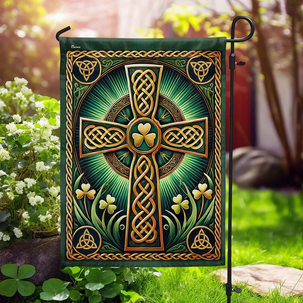 Irish Celtic Knot Cross Flag