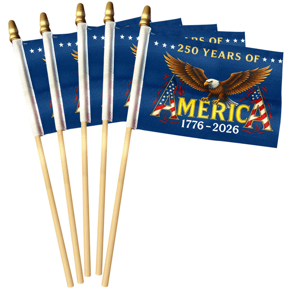 America 250th Anniversary Eagle 1776 2026 Handheld Flag for Independence Day