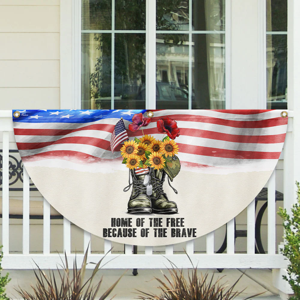 Memorial Day Veterans, Home Of The Free American Non-Pleated Fan Flag